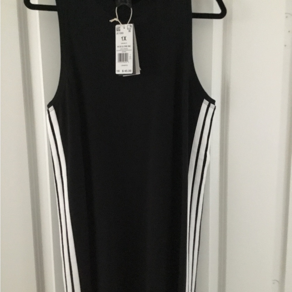 adidas Black Maxi Dress with White Side Stripes